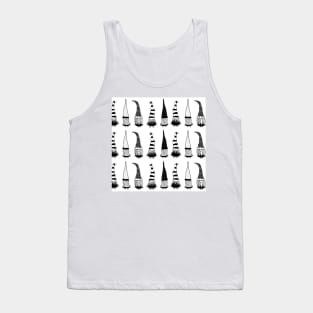 Christmas Gnomes Black On White Tank Top